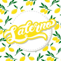Salerno. The name of Italian town on the Amalfi coast. Hand drawn lettering. Vector illustration. Best for souvenir products.