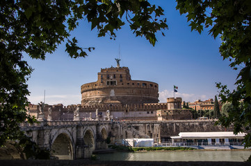 Rome Italy beautiful old capital city center Castel Sant Angelo reflection