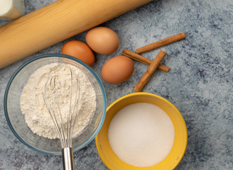 Ingredients for preparing a cake