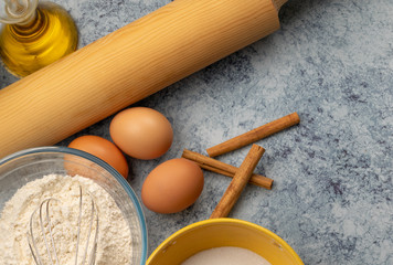 Ingredients for preparing a cake