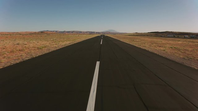 Aerial view of airport runway