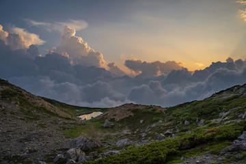 山頂の夕焼け