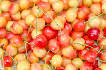 red and yellow cherry as background