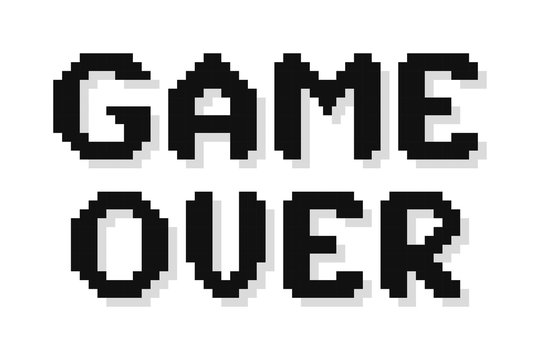 Game Over. Pixel art. Retro game style. Vector illustration.