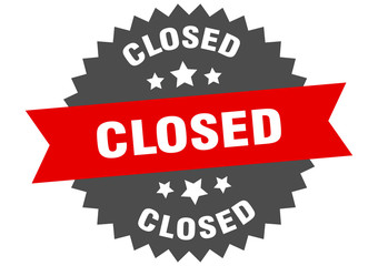 closed sign. closed red-black circular band label