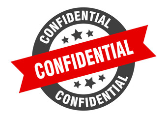 Fototapeta premium confidential sign. confidential black-red round ribbon sticker