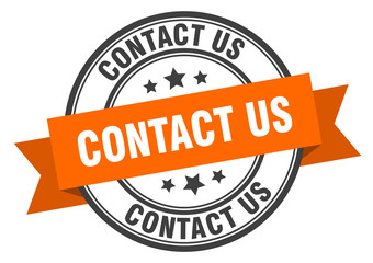 Obraz premium contact us label. contact us orange band sign. contact us