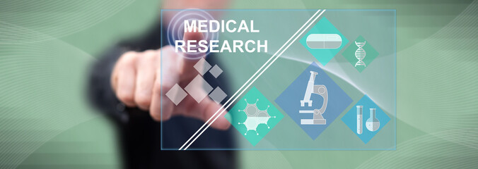 Man touching a medical research concept