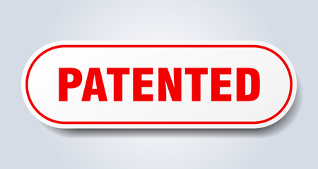 patented sign. patented rounded red sticker. patented