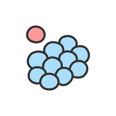 Vector caviar, reptile egg, cell flat color line icon.