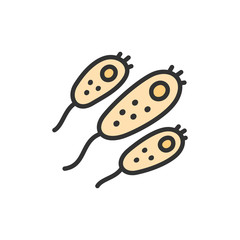 Obraz premium Vector probiotic, bacteria, germ flat color line icon.
