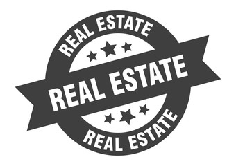 real estate sign. real estate black round ribbon sticker