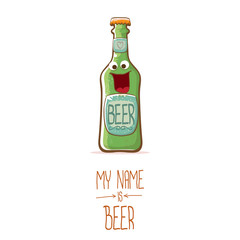 vector cartoon funky beer bottle character isolated on white background.vector beer comic label or poster design template. my name is beer or happy friday concept illustration