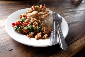 Recommended menu of Thailand Basil Minced Pork Rice
