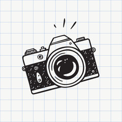 Photo camera doodle icon. Hand drawn sketch in vector - obrazy, fototapety, plakaty