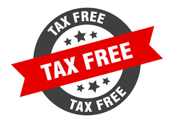 tax free sign. tax free black-red round ribbon sticker