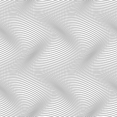 Wavy line seamless pattern. Black and white stripe. Wave ripple abstract vector background