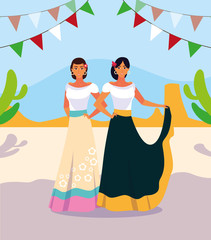 women with mexican typical costume
