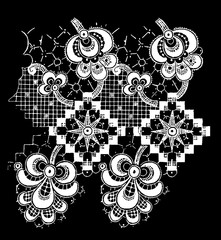 Black and white lace, border flowers, fashion style, decoration element, pattern for every backdrop.