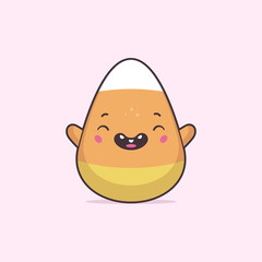 Cute kawaii Halloween candy corn cartoon character vector illustration