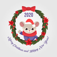 happy new year and christmas 2020 illustration