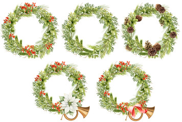 Watercolor Christmas Wreaths 