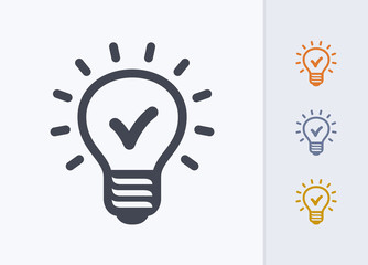 Lightbulb & Check Sign - Pastel Stencyl Icons