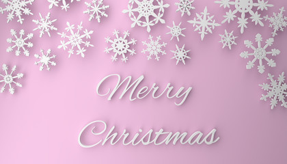 Fototapeta na wymiar Modern Christmas background with snowflakes on pink