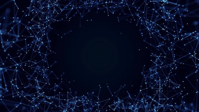 Abstract background motion transformation of empty copy space with plexus pattern of future innovation technology digital business concept with line network for decentralize communication connection