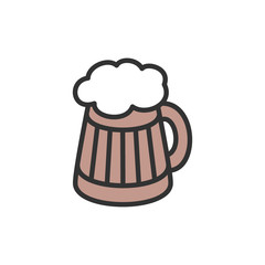Vector beer mug flat color line icon.