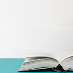 Close-up open book with copy space