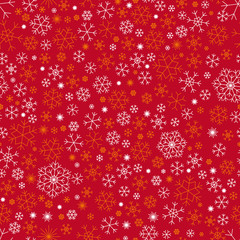 Christmas seamless background with Snowflakes. Red background.