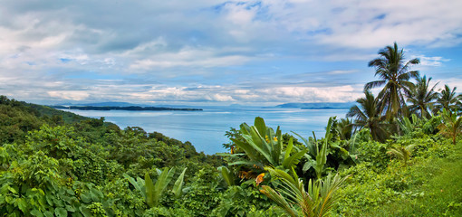 Fototapeta na wymiar Panoramic view of the sea and the Islands of Batangas province. Mindoro island, Philippines.
