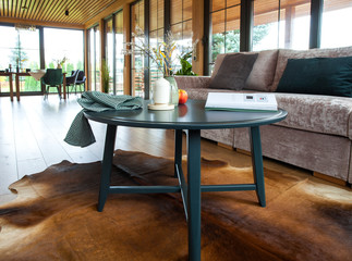 Interior coffee table in living room