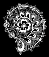 Black and white lace, border flowers, fashion style, decoration element, pattern for every backdrop.