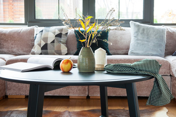 Interior coffee table in living room