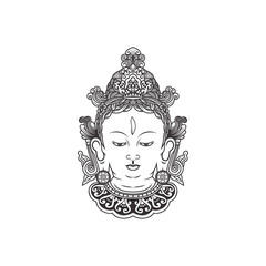  India Tara Buddha, Buddha Face illustration vector - obrazy, fototapety, plakaty