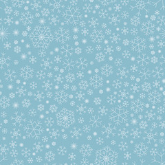 Christmas seamless background with Snowflakes. Blue background.