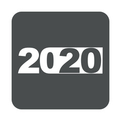 Logotipo 2020 con 20 en espacio negativo en rect&aacute;ngulo en cuadrado color gris