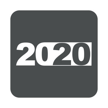 Logotipo 2020 con 20 en espacio negativo en rect&aacute;ngulo en cuadrado color gris