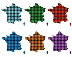 Fototapeta na wymiar Karten von Frankreich mit kleinen Rauten