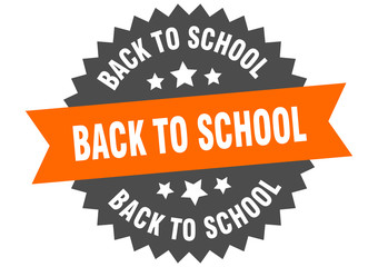 back to school sign. back to school orange-black circular band label