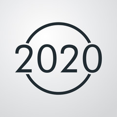 Logotipo 2020 sobre circulo en fondo gris