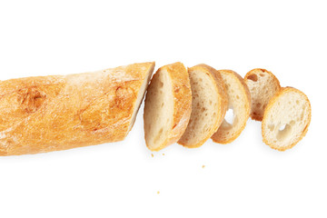 Sliced bread isolated on a white background. Top view.