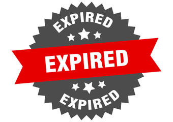 expired sign. expired red-black circular band label