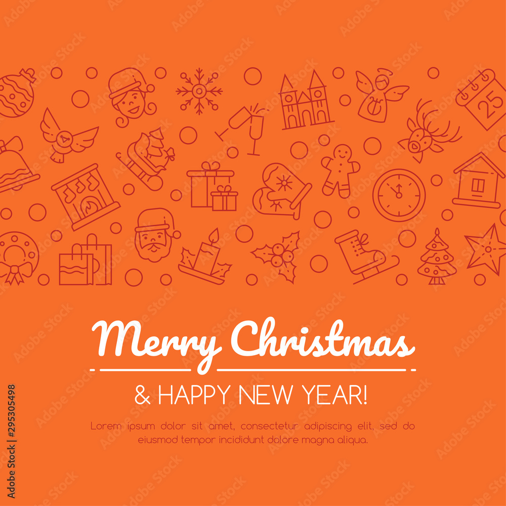 Wall mural merry christmas and happy new year social media banner layout