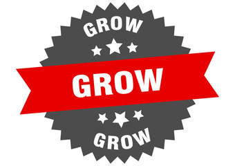 grow sign. grow red-black circular band label