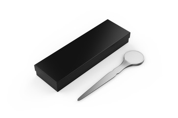 Letter opener with box, mock up template on isolated white background, 3d illustration