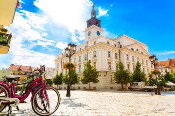Fototapeta premium Old town square with town hall in city of Kalisz, Poland