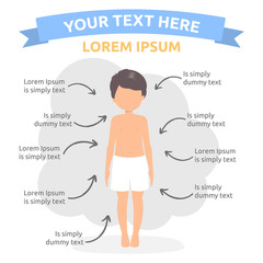 Boy in underwear infographic, simple and modern flat design